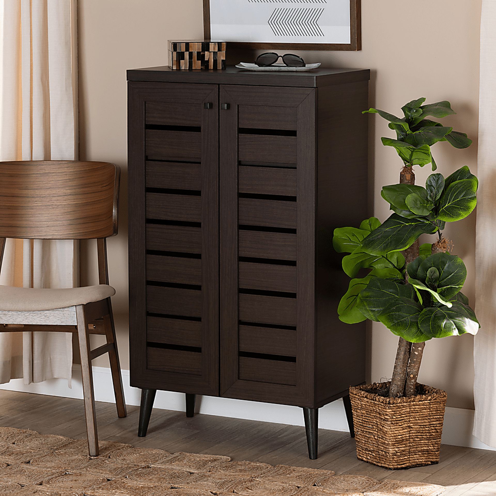 Lefelle Dark Brown Shoe Storage Cabinet - Image 2