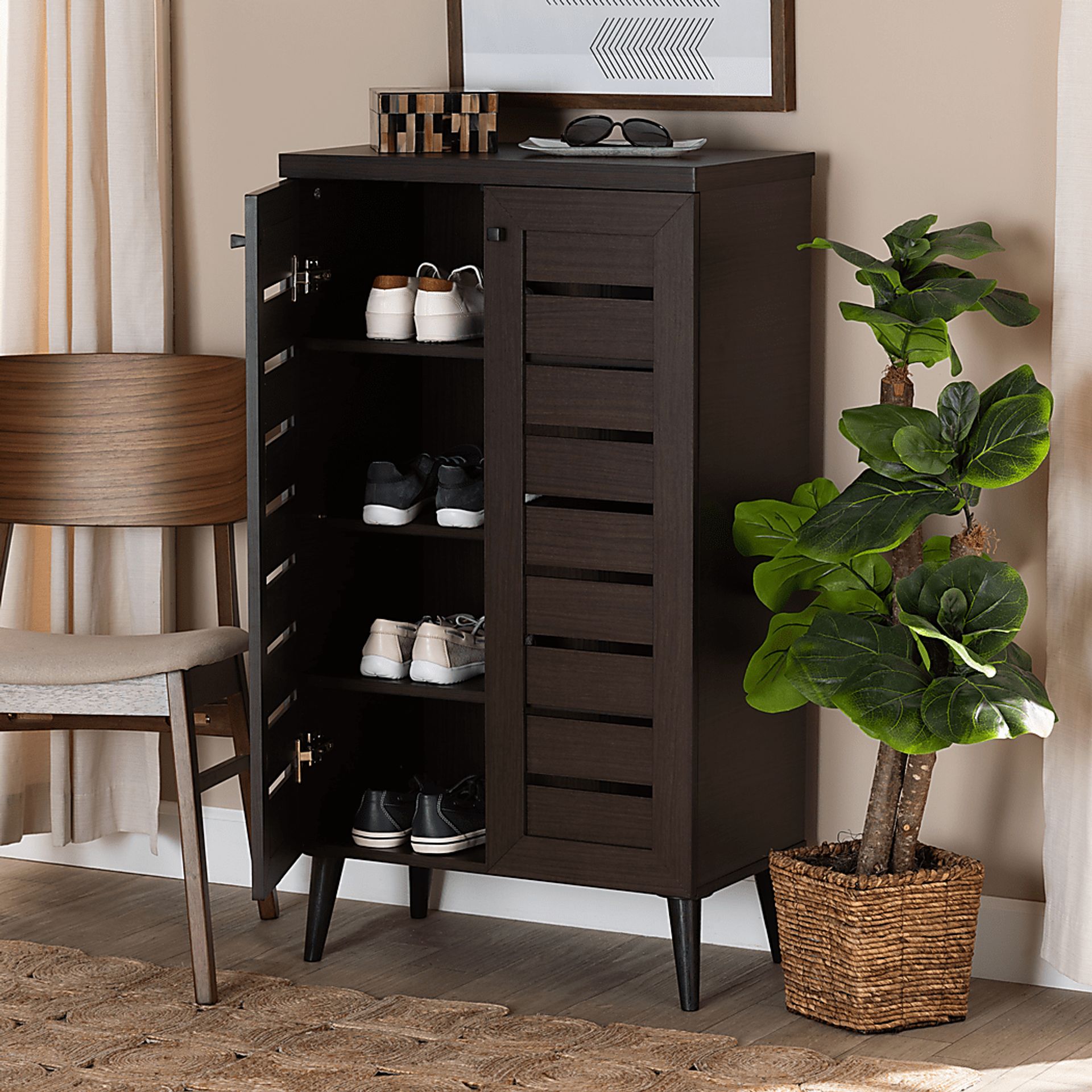 Lefelle Dark Brown Shoe Storage Cabinet - Image 7