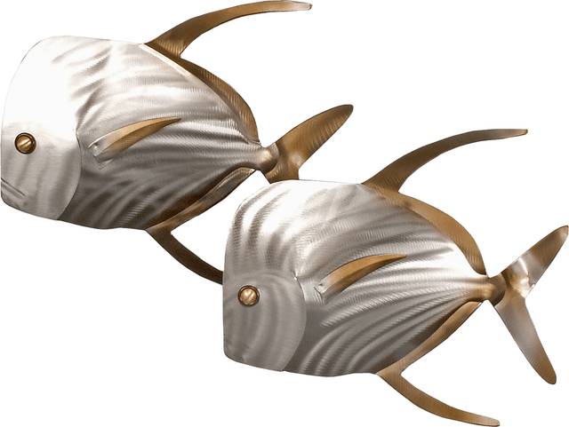 Left Lookdown Fish Silver Outdoor Wall Art - Thumbnail - Image 1