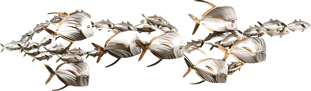 Left School of Lookdowns II Silver Indoor/Outdoor Wall Art