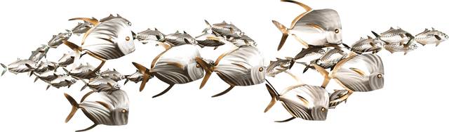 Left School of Lookdowns II Silver Indoor/Outdoor Wall Art - Thumbnail - Image 1