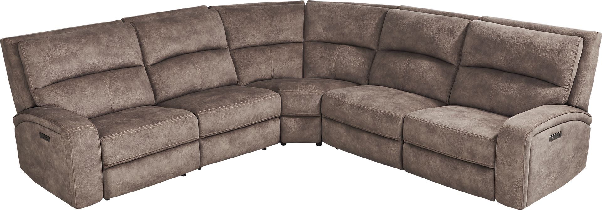 Leighton Brown 8 Pc Dual Power Reclining Sectional Living Room - Image 2