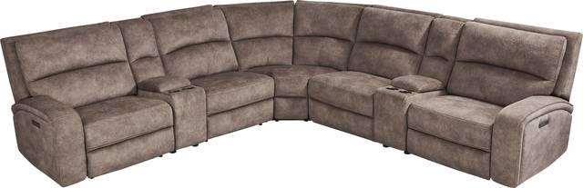 Leighton Brown 7 Pc Dual Power Reclining Sectional - Thumbnail - Image 1