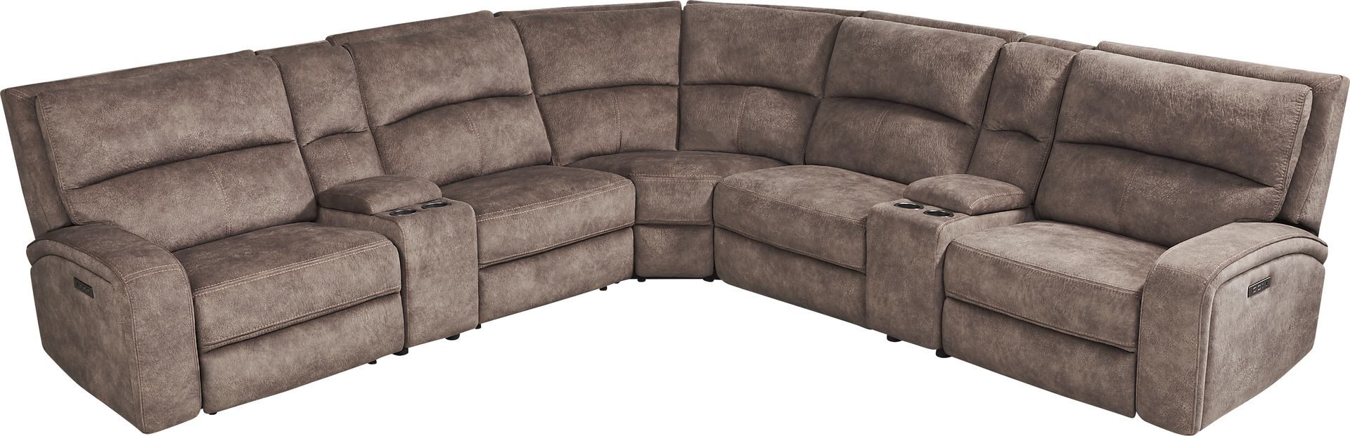 Leighton Brown 7 Pc Dual Power Reclining Sectional - Image 1