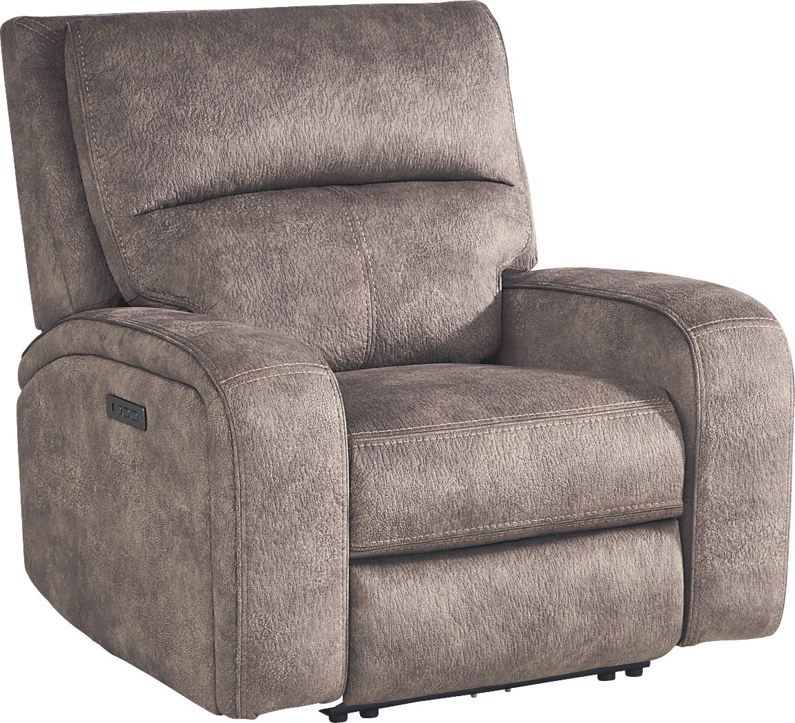 Leighton Brown Polyester Fabric Dual Power Recliner Rooms to Go