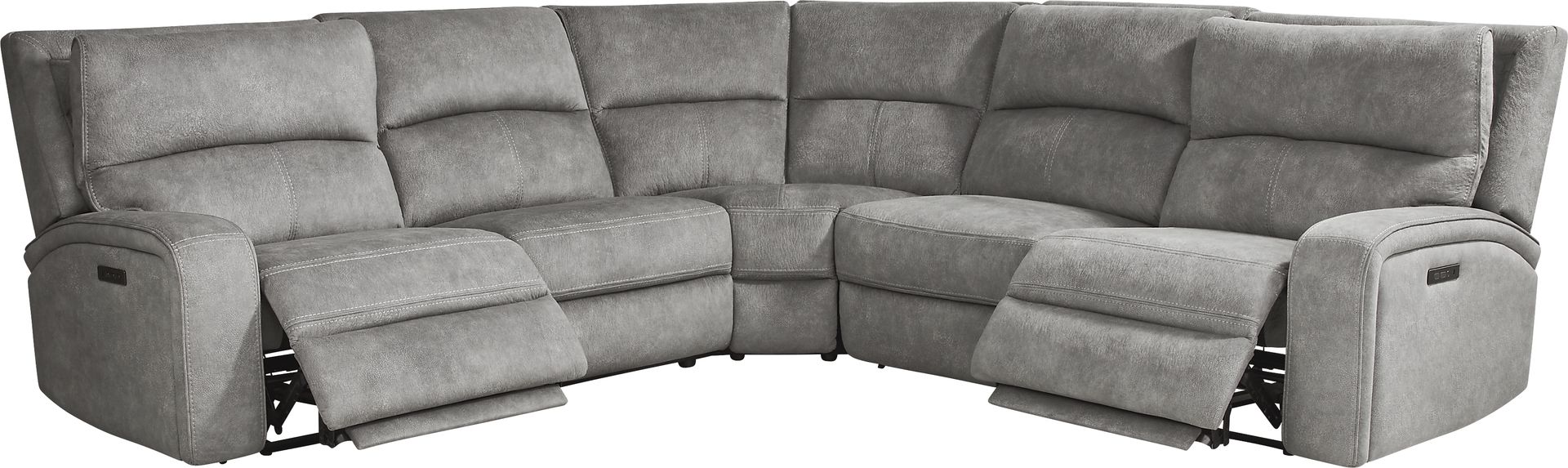 Leighton Gray 5 Pc Dual Power Reclining Sectional - Image 3