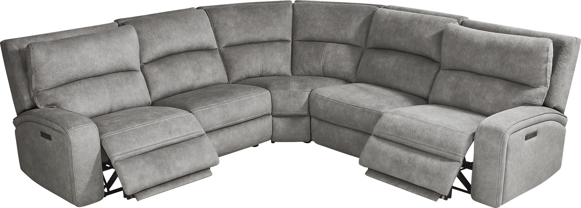 Leighton Gray 5 Pc Dual Power Reclining Sectional - Image 4