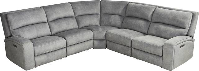 Leighton Gray Microfiber 5 Pc Dual Power Reclining Sectional - Thumbnail - Image 1