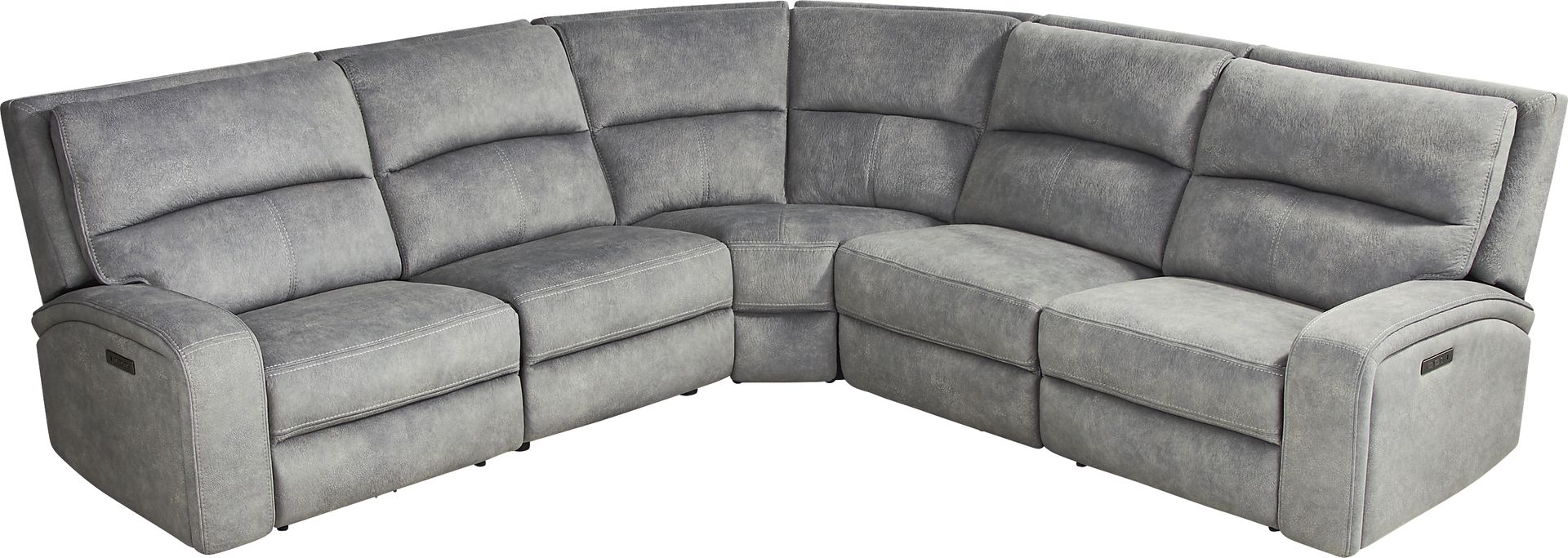 Leighton Gray Microfiber 5 Pc Dual Power Reclining Sectional - Image 1