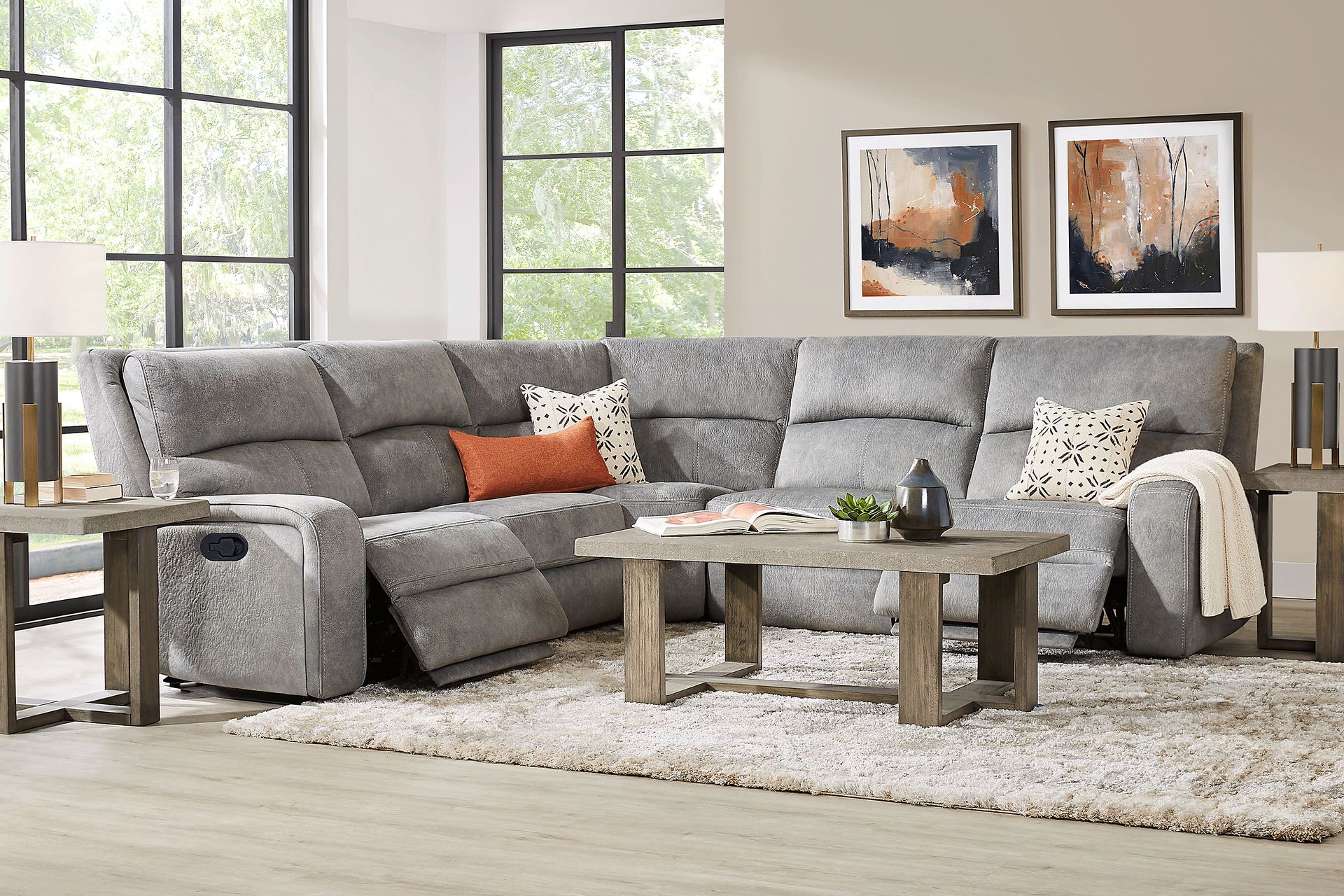 Leighton Gray 5 Pc Reclining Sectional - Image 2