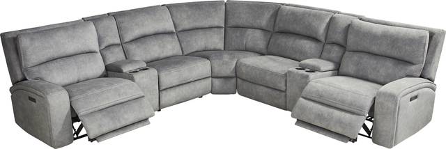 Leighton Microfiber Gray 10 Pc Dual Power Reclining Sectional Living Room - Thumbnail - Image 2