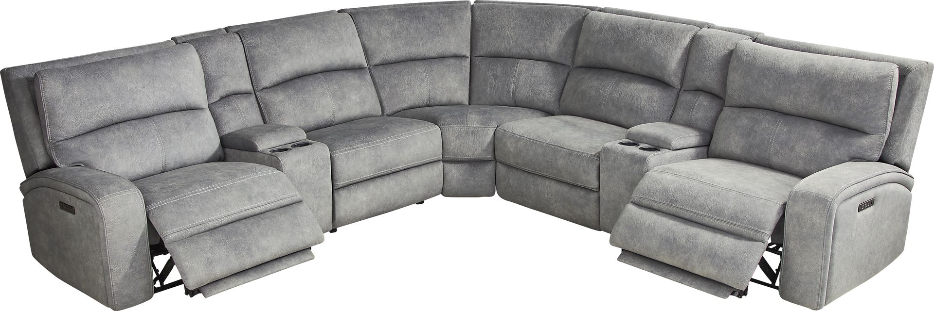 Leighton Microfiber Gray 10 Pc Dual Power Reclining Sectional Living Room - Image 2