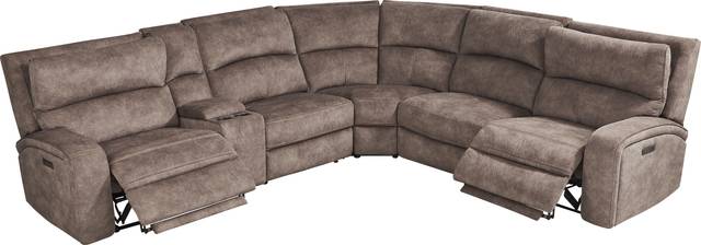 Leighton Brown 6 Pc Dual Power Reclining Sectional - Thumbnail - Image 1