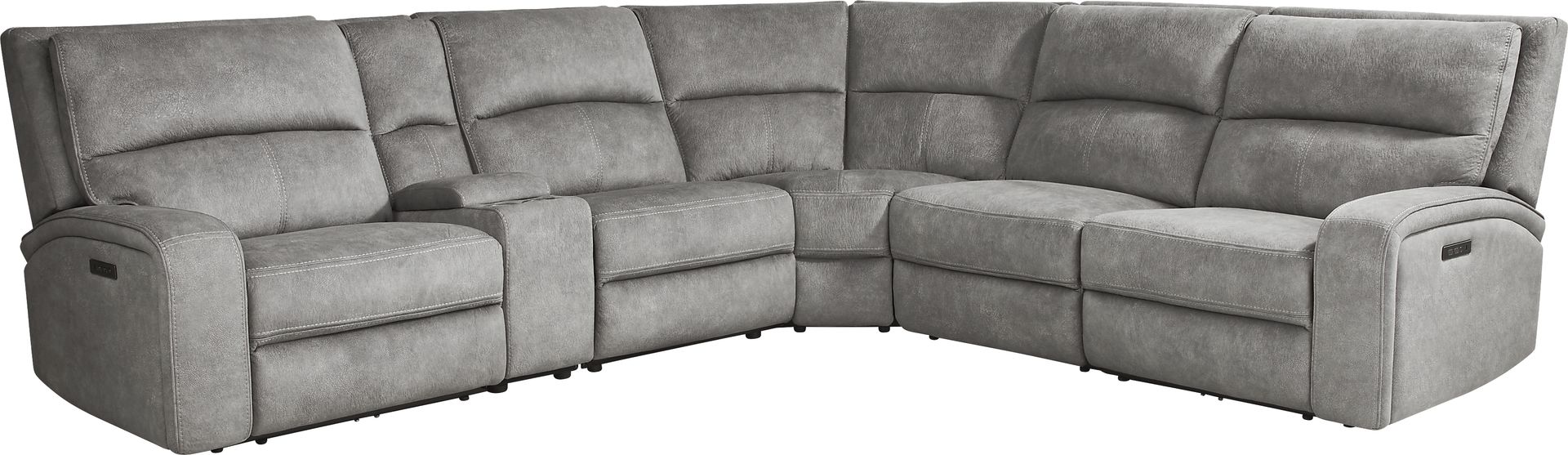 Leighton Microfiber Gray 9 Pc Dual Power Reclining Sectional Living Room - Image 3