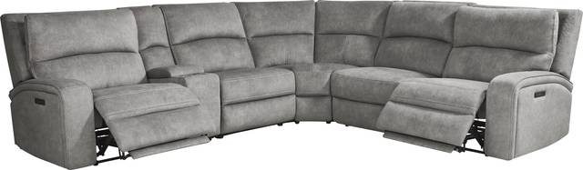 Leighton Gray 9 Pc Dual Power Reclining Sectional Living Room - Thumbnail - Image 5
