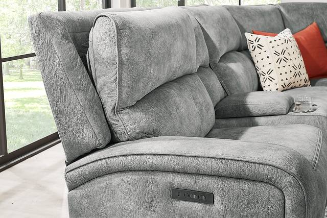 Leighton Gray 9 Pc Dual Power Reclining Sectional Living Room - Thumbnail - Image 7