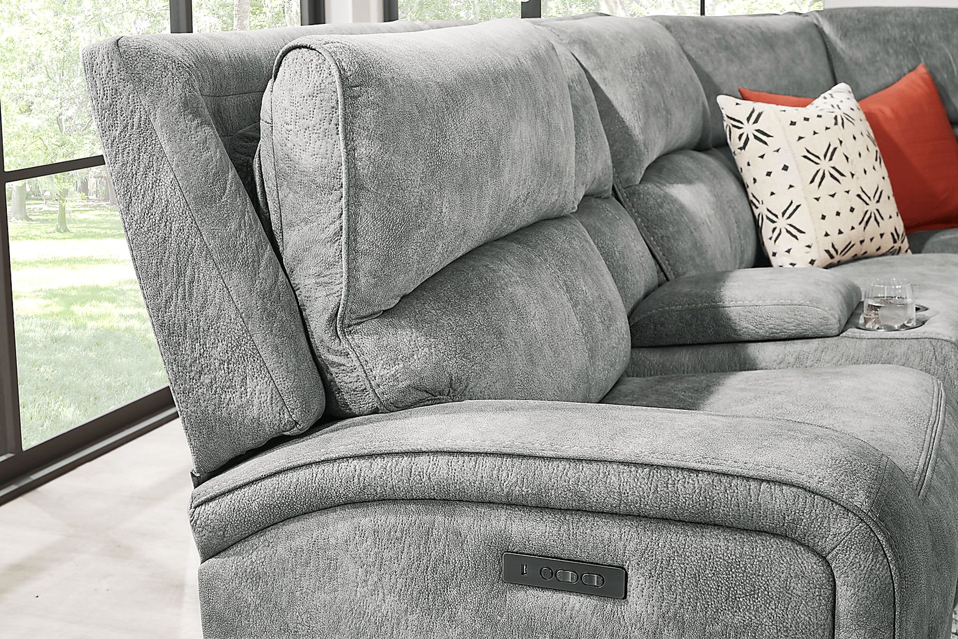 Leighton Microfiber Gray 9 Pc Dual Power Reclining Sectional Living Room - Image 7