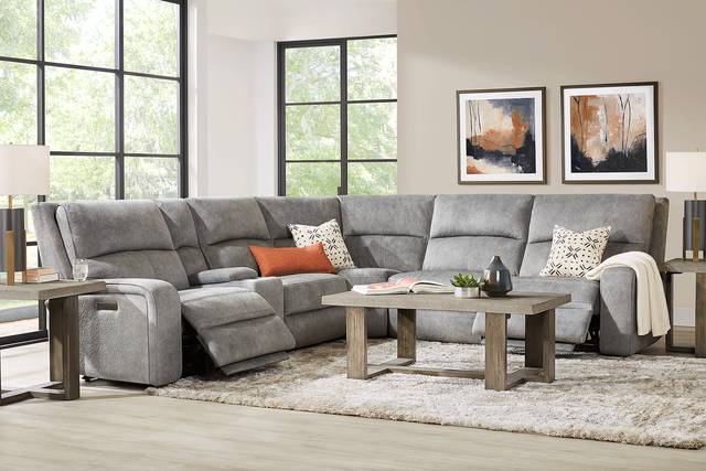 Leighton Gray 6 Pc Dual Power Reclining Sectional - Thumbnail - Image 2
