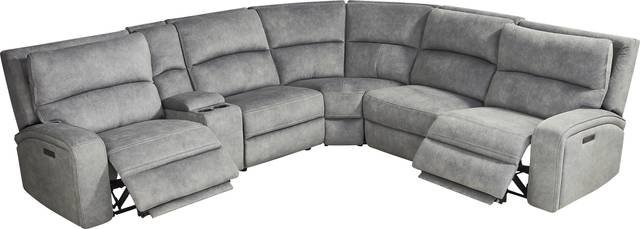 Leighton Gray 6 Pc Dual Power Reclining Sectional - Thumbnail - Image 1