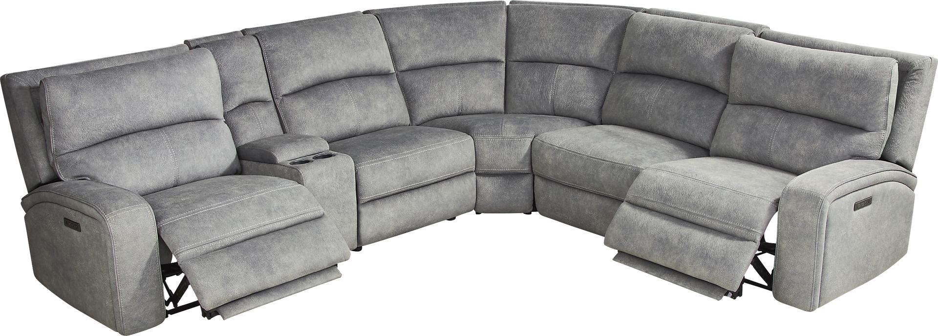 Leighton Microfiber Gray 9 Pc Dual Power Reclining Sectional Living Room - Image 2