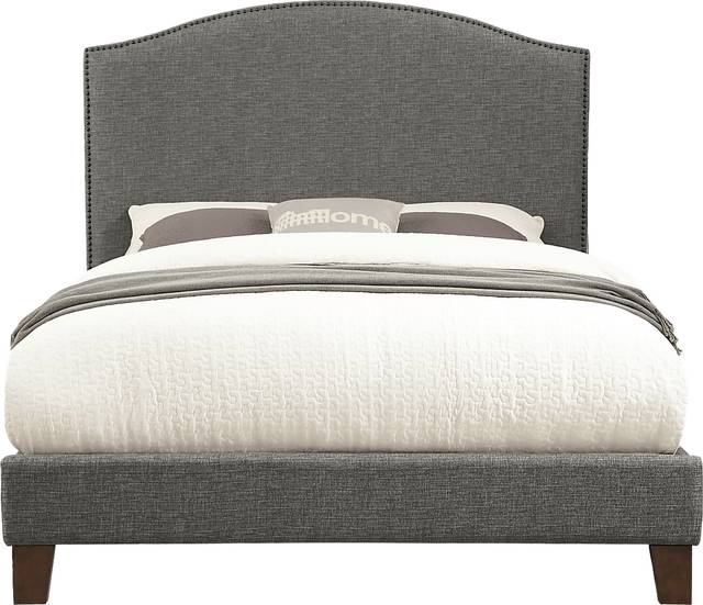 Leila Gray Queen Upholstered Bed - Thumbnail - Image 1