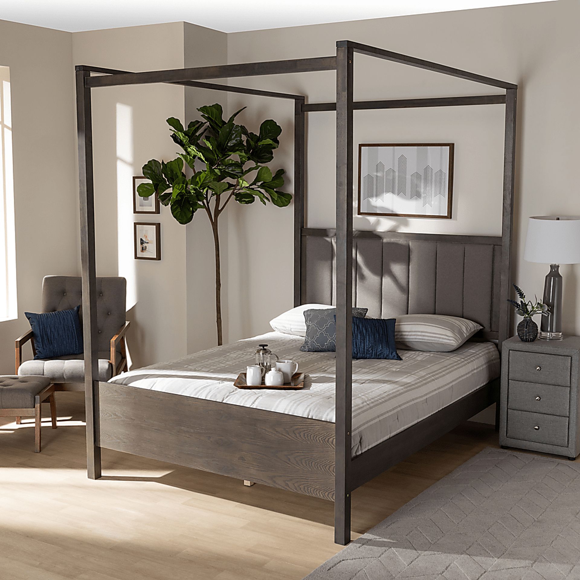 Lelane Gray Queen Canopy Bed - Image 6
