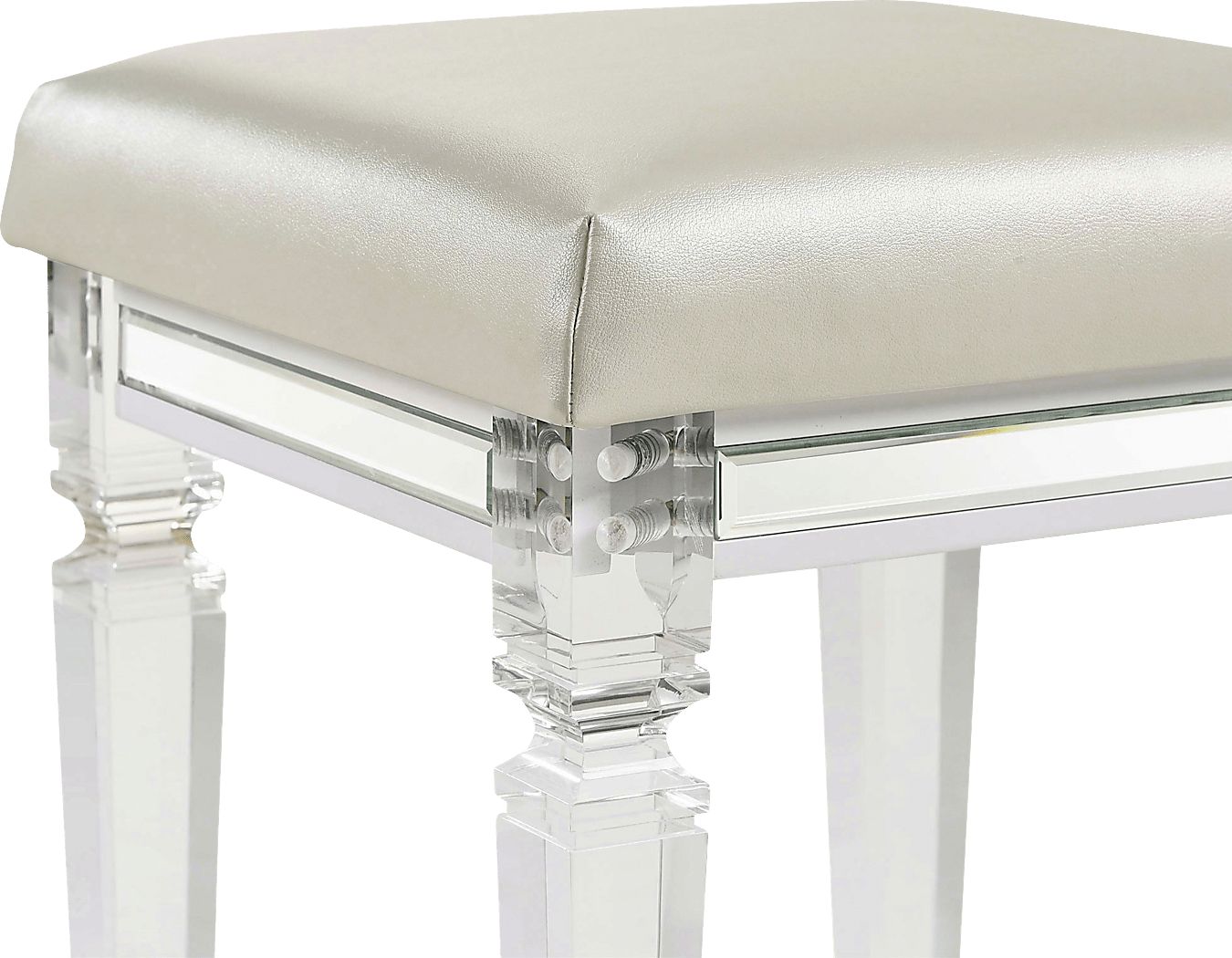 Lemotors White Vanity Stool - Thumbnail 3
