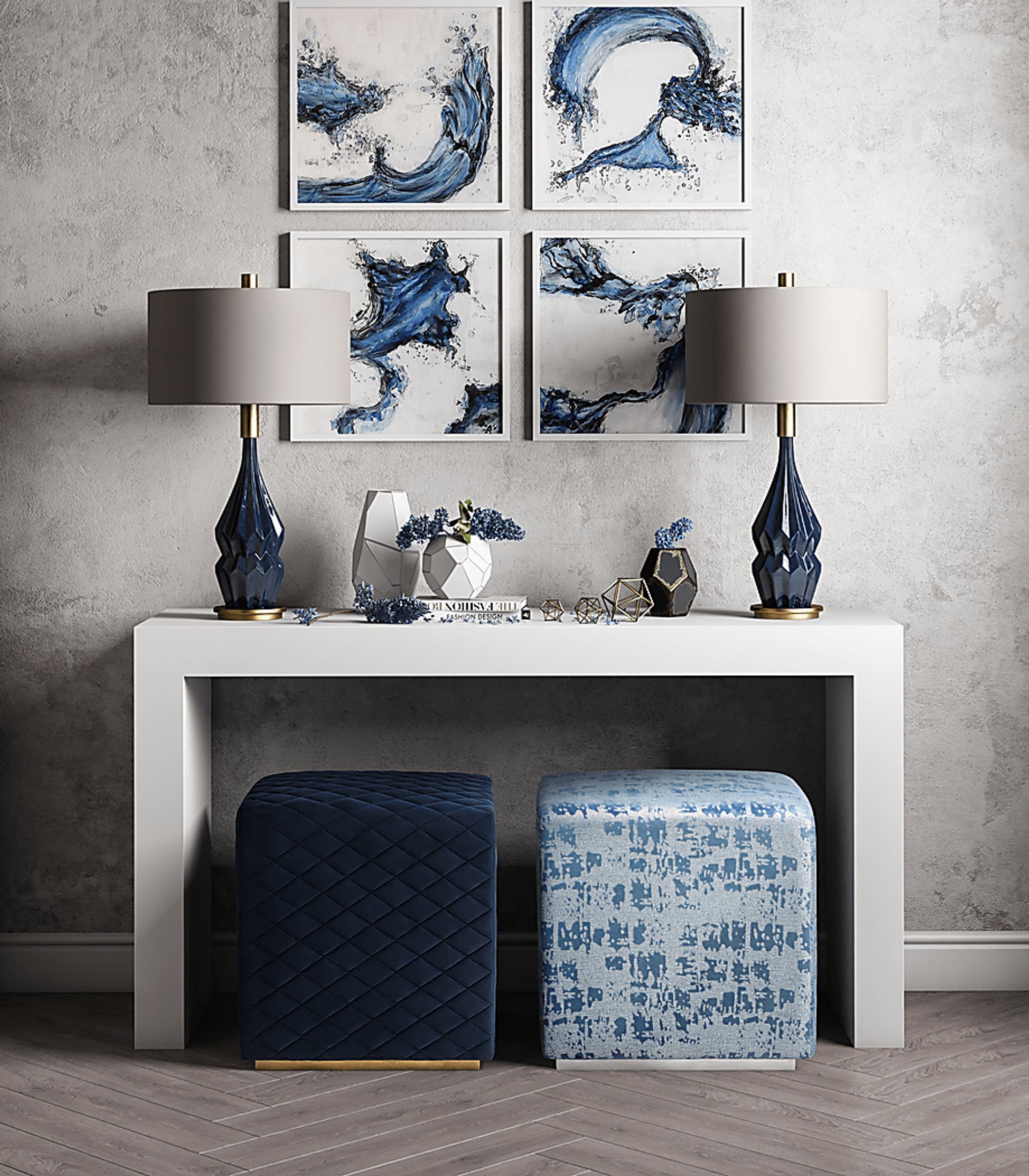 Leneri Blue Ottoman - Image 5