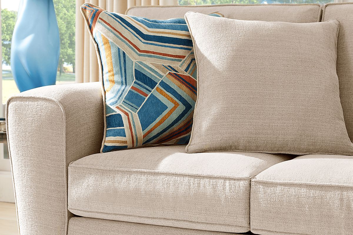 Lennon 7 Pc Beige Chenille Fabric Sleeper Living Room Set With Sleeper ...