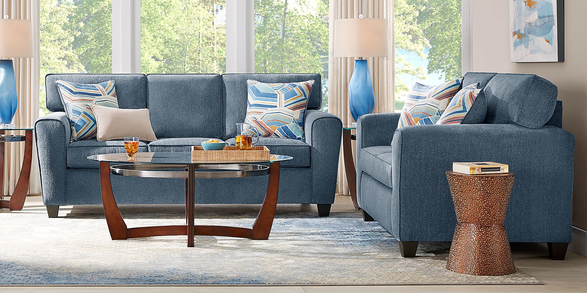 Lennon Navy Blue Chenille Fabric Sofa | Rooms to Go