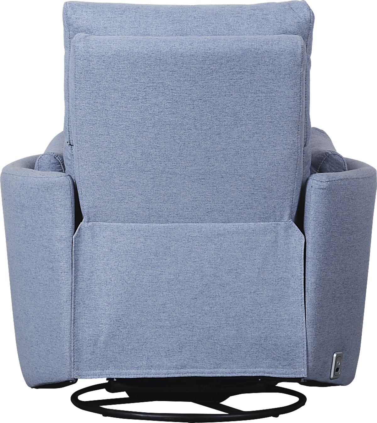 Lennox Chambray Blue Polyester Fabric Swivel Glider Recliner Rooms to Go