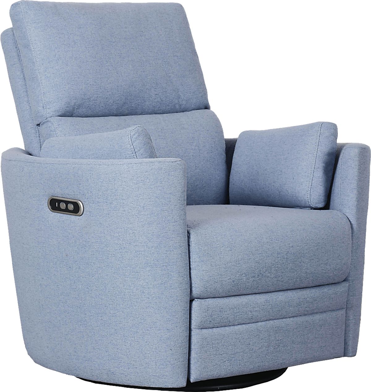 Lennox Chambray Blue Polyester Fabric Swivel Glider Recliner