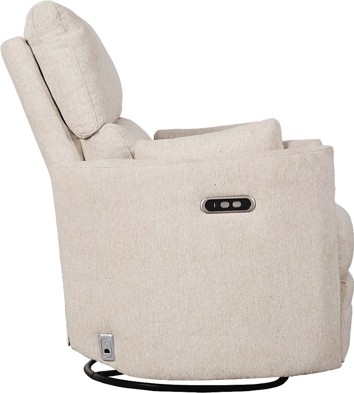 Lennox Ivory Beige Polyester Fabric Swivel Glider Recliner Rooms to Go