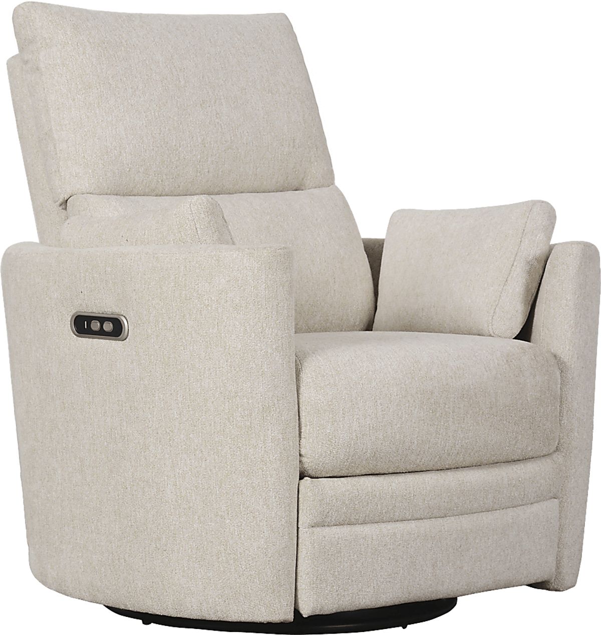 Lennox Ivory Beige Polyester Fabric Swivel Glider Recliner | Rooms to Go