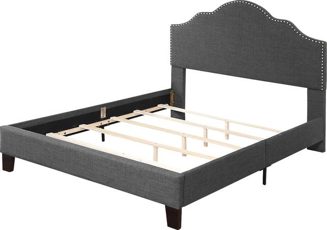 Lenosa Charcoal Gray Queen Upholstered Bed - Thumbnail - Image 4