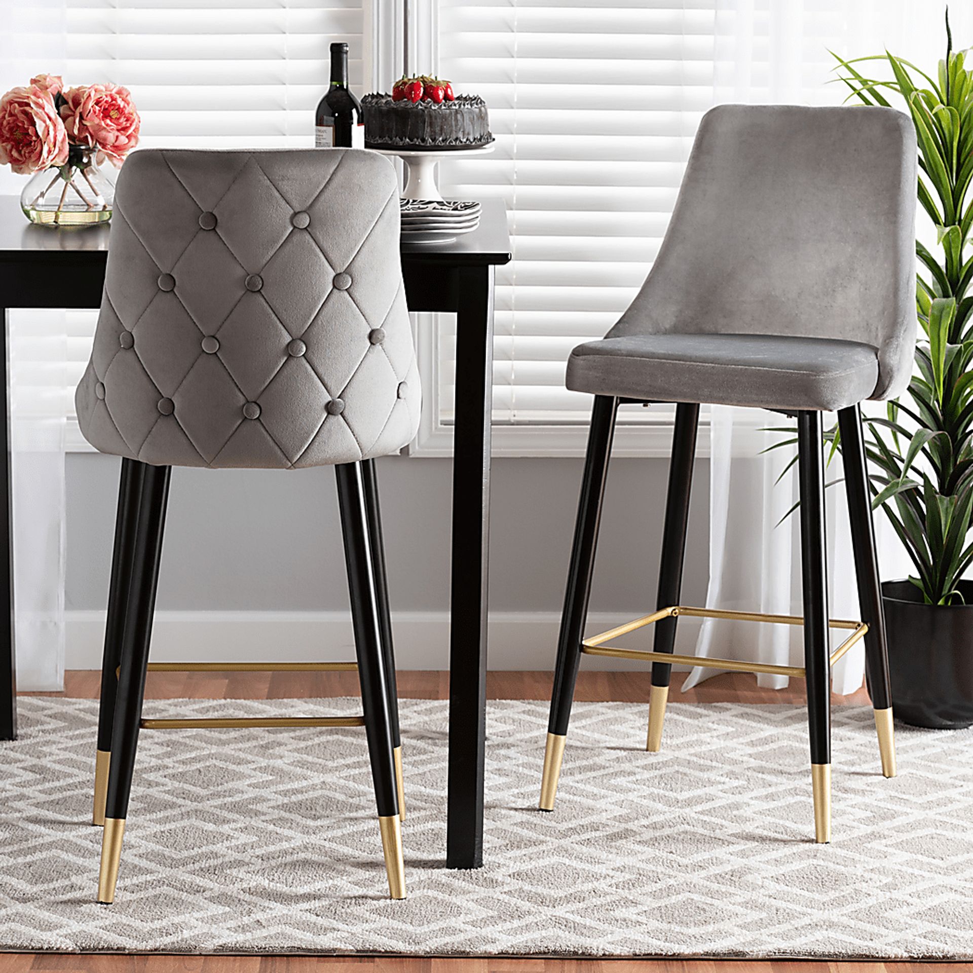 Lepak Gray Barstool, Set of 2 - Image 3