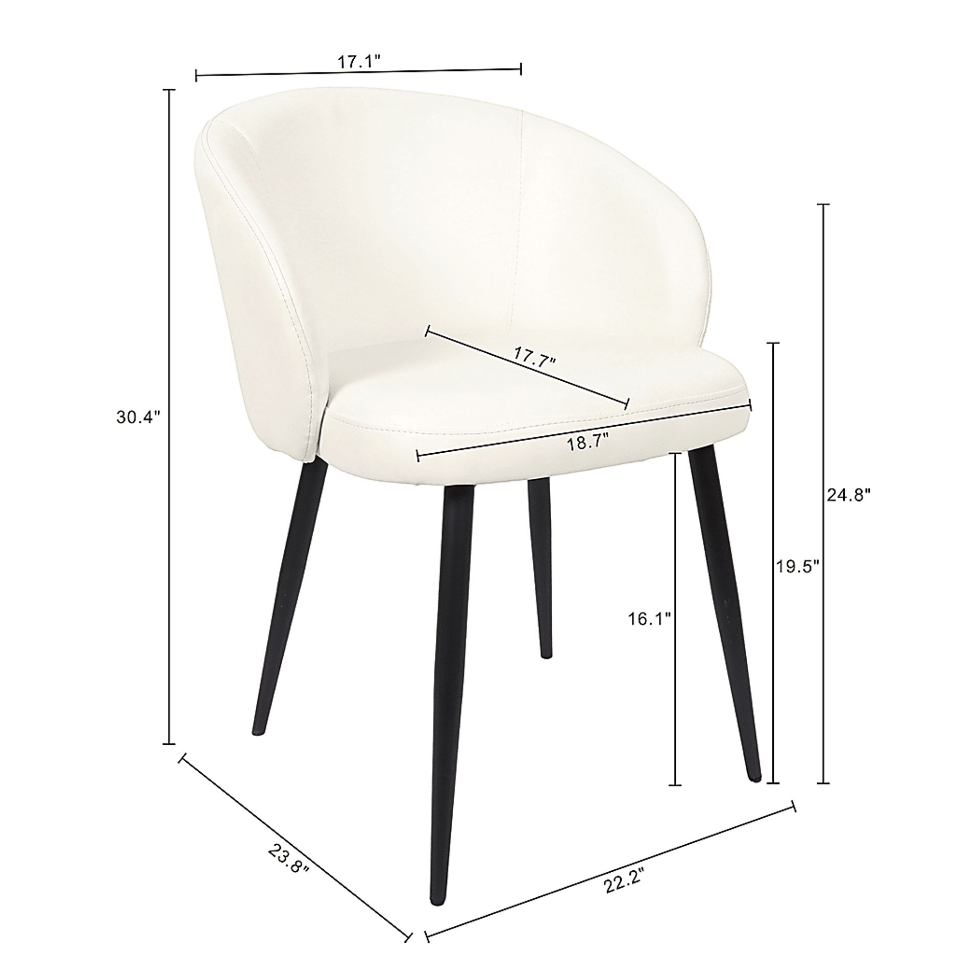 Lesah White Side Chair, Set of 2 - Image 6