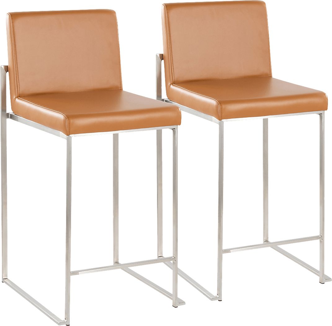 Leserna V Camel Counter Height Stool, Set of 2