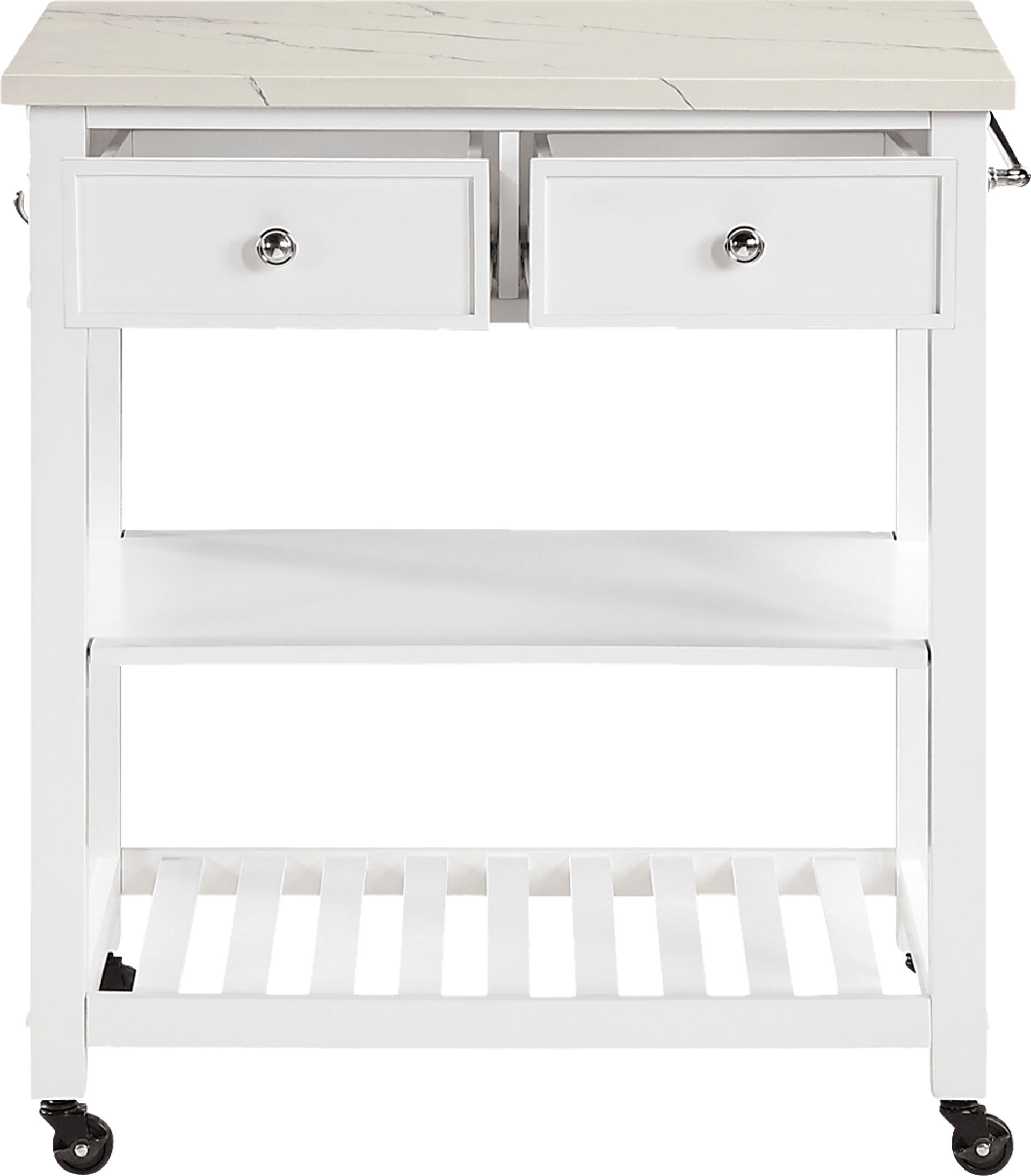 Leski White Kitchen Cart - Image 4