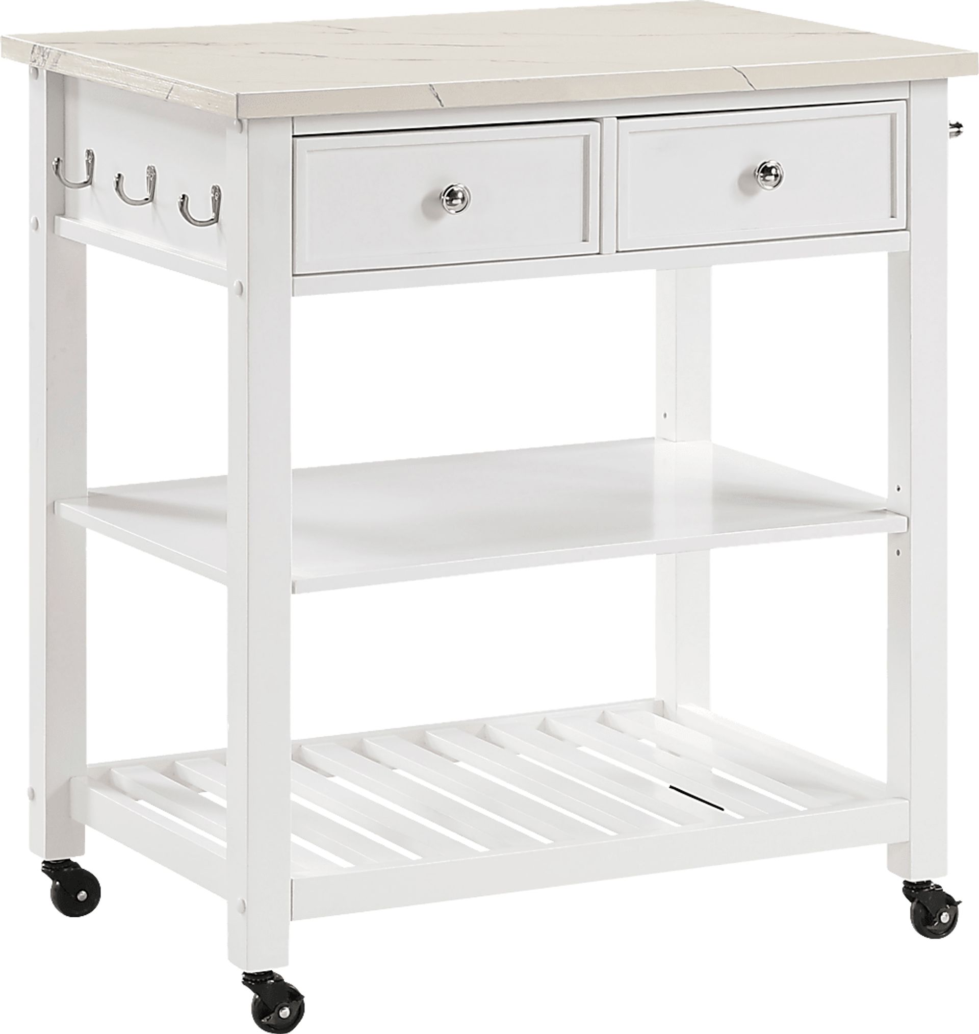 Leski White Kitchen Cart - Image 1
