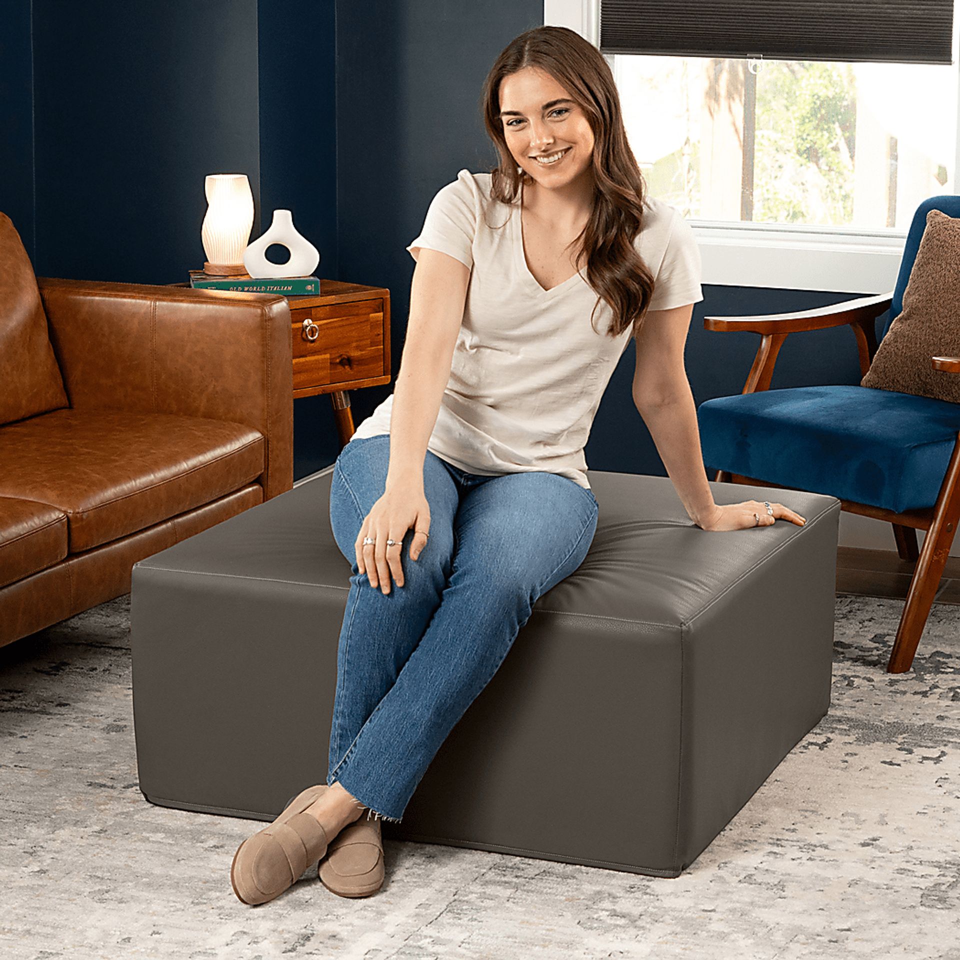 Lesusa I Gray Ottoman - Image 6