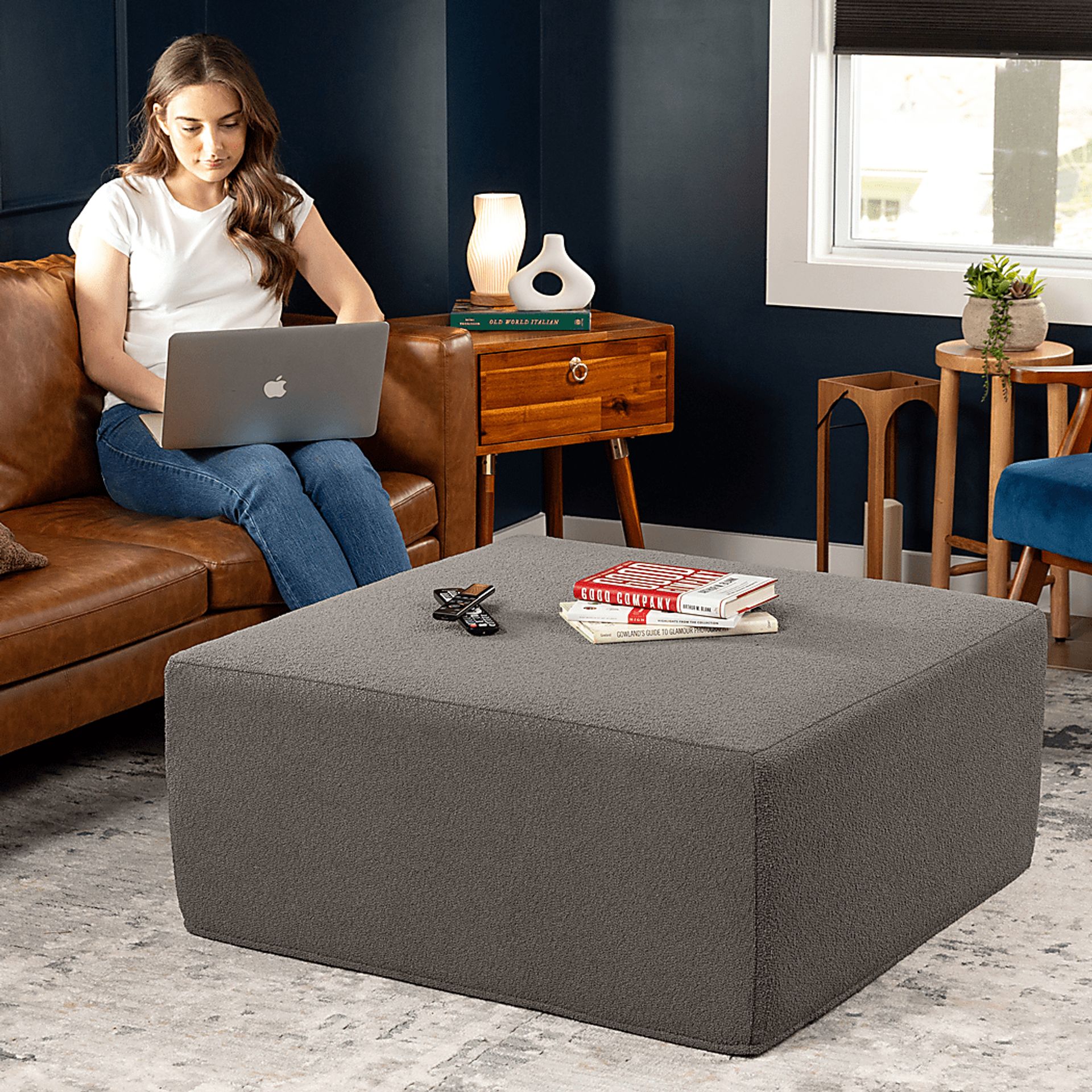 Lesusa II Gray Ottoman - Image 4