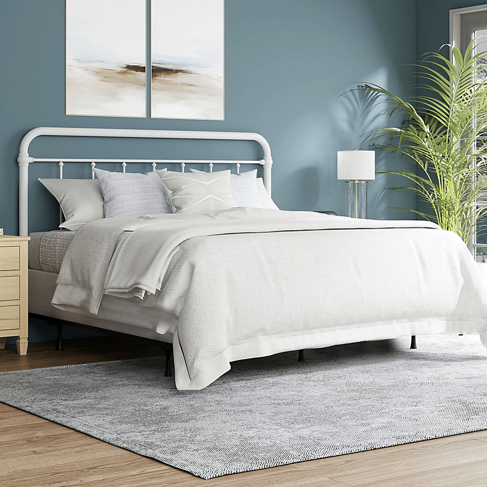 Leveni White King Bed - Image 2