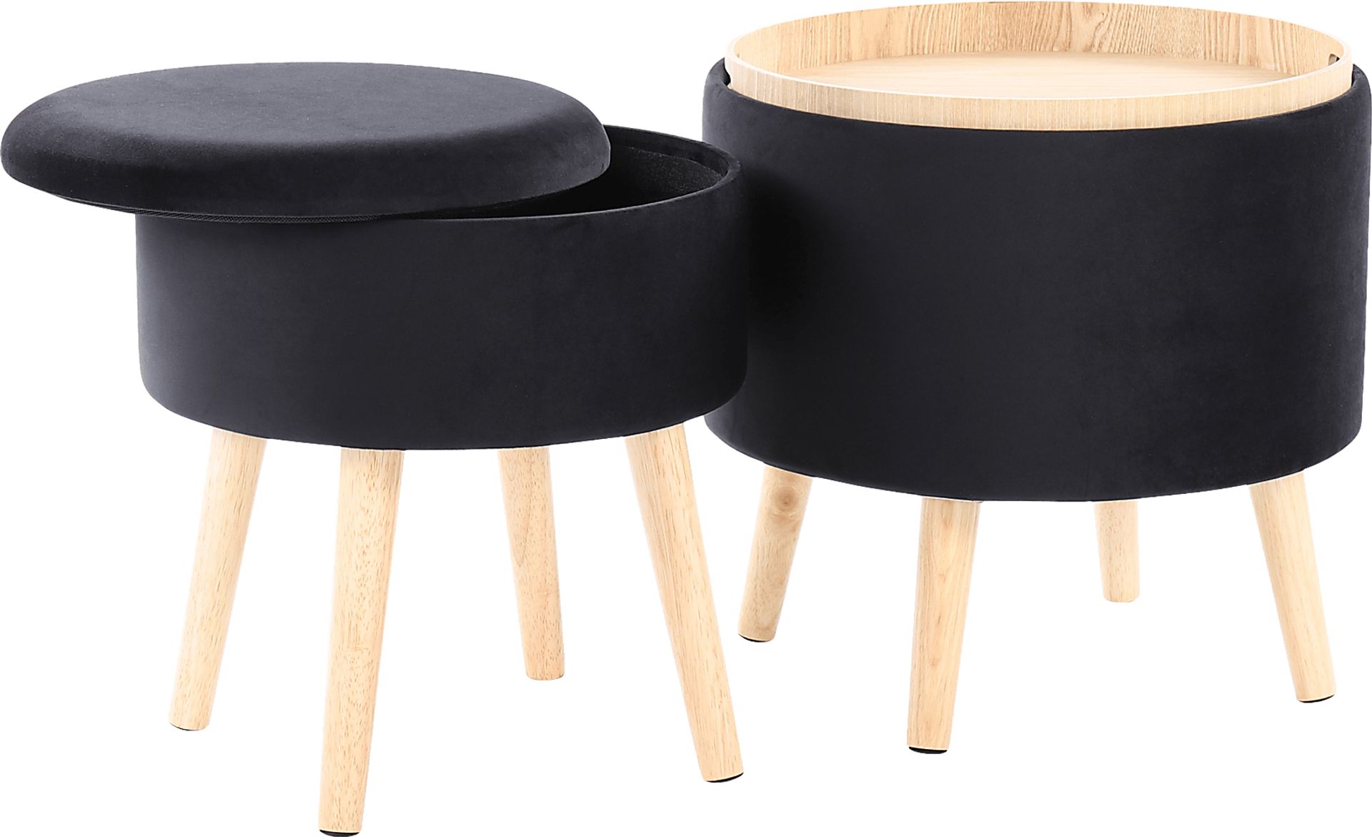 Leverde Black Ottoman, Set of 2 - Image 1