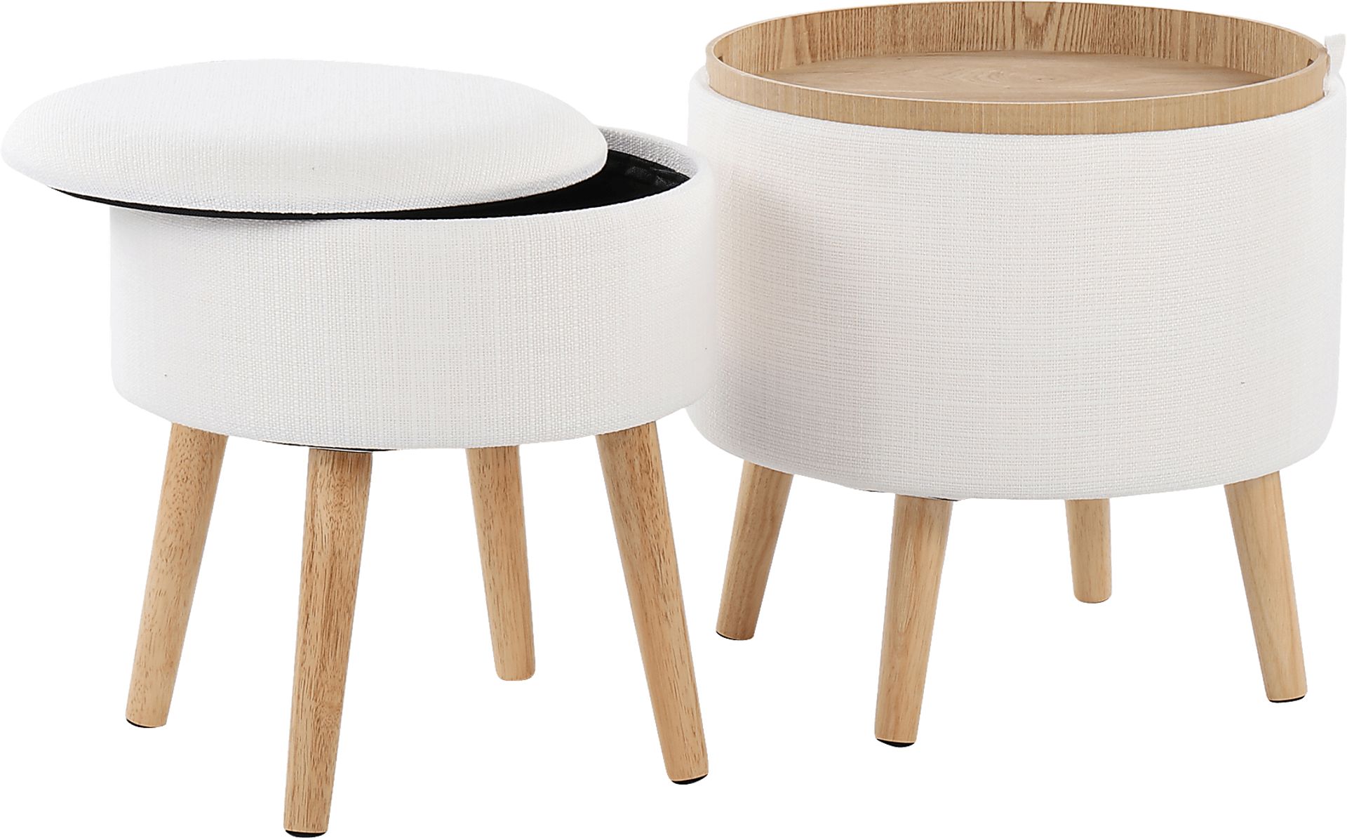 Leverde White Ottoman, Set of 2 - Image 4