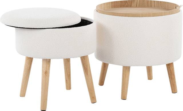 Leverde Cream Ottoman, Set of 2 - Thumbnail - Image 3
