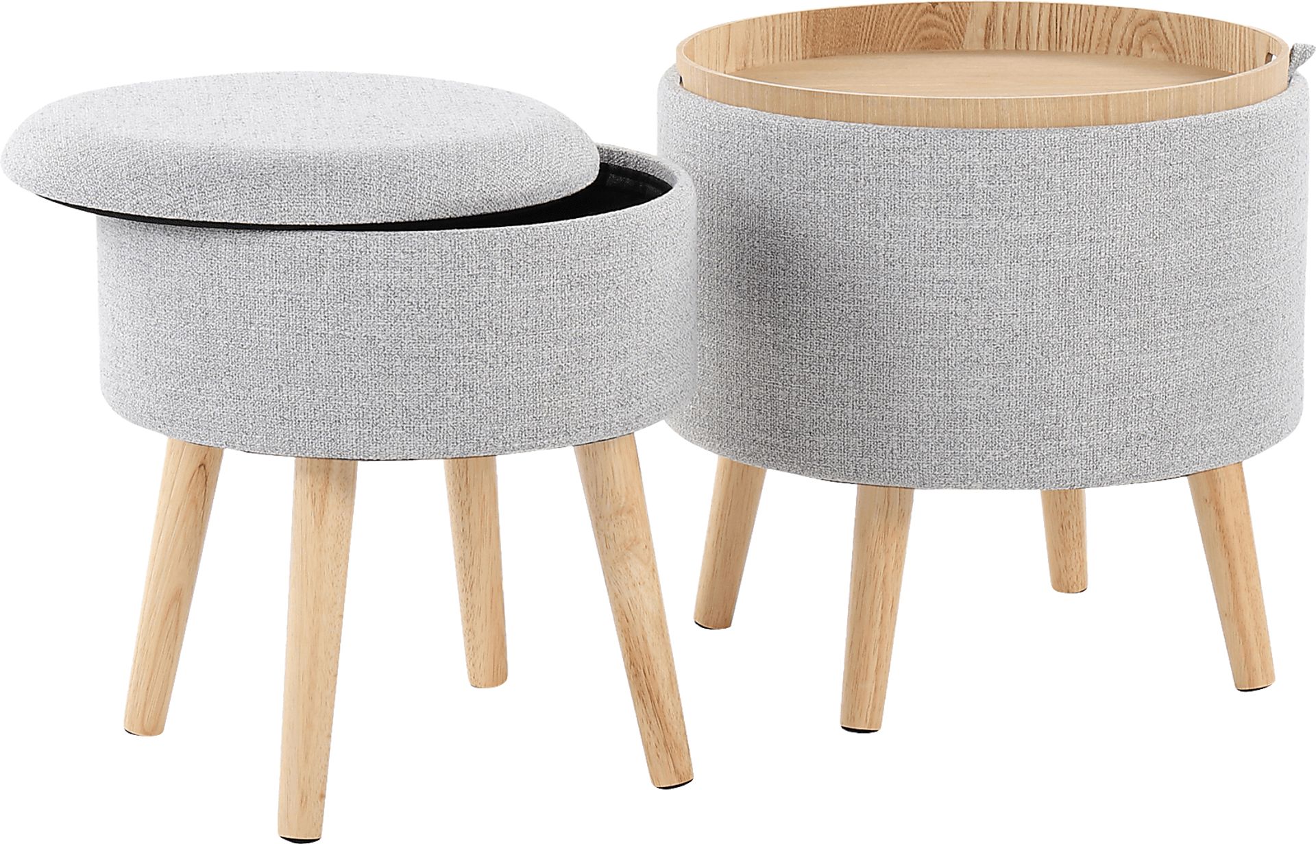 Leverde Light Gray Ottoman, Set of 2 - Image 4