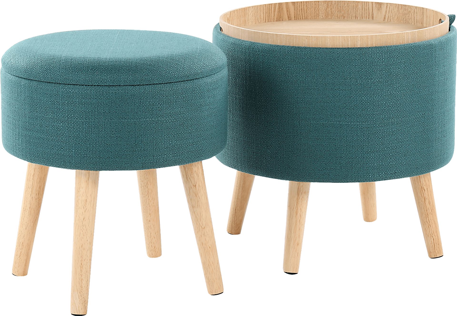 Leverde Teal Ottoman, Set of 2 - Image 5