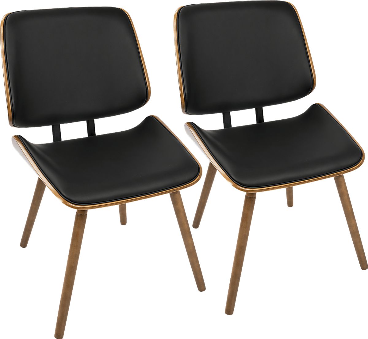 Leverett Walnut Dark Wood Black Set Of 2 Dining Chairs Rooms to Go