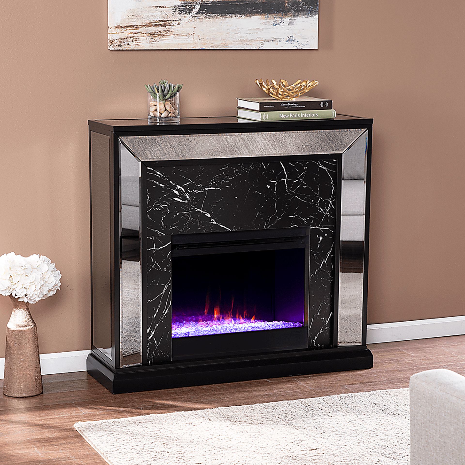 Levering I Black 44 in. Console, With Color Changing Electric Fireplace - Image 6